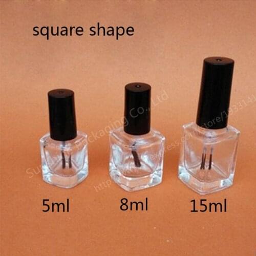Free Shipping 500pcs (8ML)10g Square nail polish bottle bottles with white black lid Small Glass Nail Polish Bottle