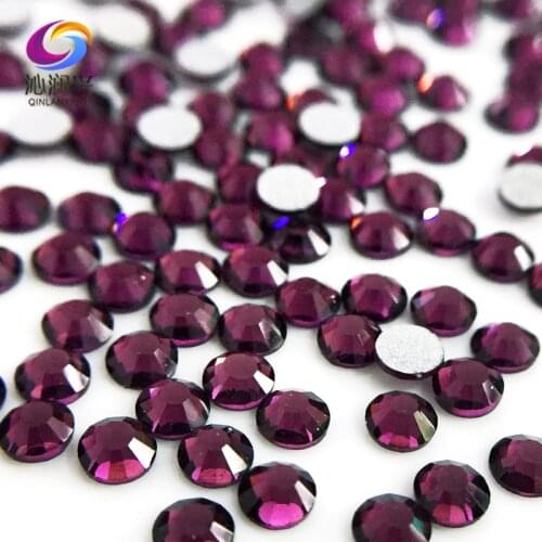 SS3-SS34 Deep purple color Non HotFix flatback Top-level glass crystal 3D Nail Art Rhinestones diy Decorations MFSZ