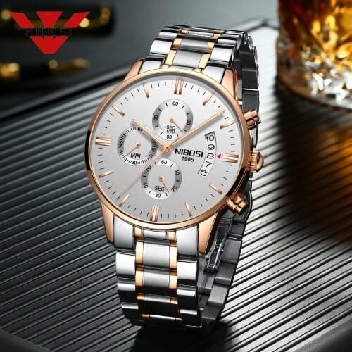 NIBOSI Luxury Brand Sport Watch Men Quartz Clock Male Full Stainless Steel Military Wrist Watch Relogio Masculino Montre Homme
