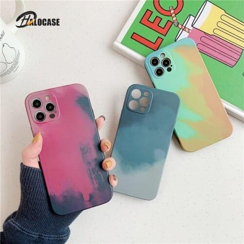 Watercolor TPU phone case For iphone 12 12Pro Max 11 11Pro SE 2020 7 8Plus X XR XS Max official silicone case Protective capa