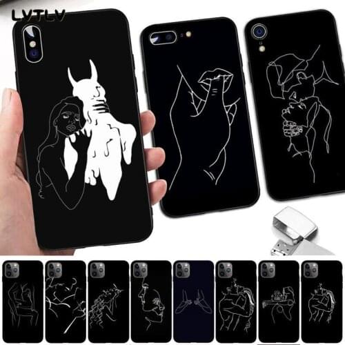 LVTLV Minimalist style series lines Newly Arrived Black Cell Phone Case for iPhone 8 7 6 6S Plus X 5 5S SE 2020 XR 11 pro XS MAX