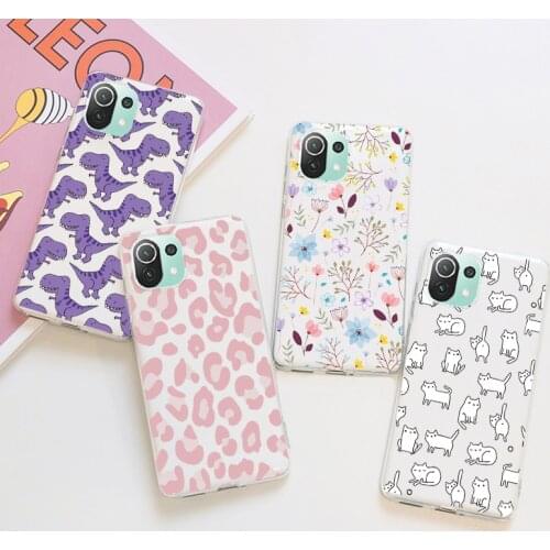 Case On For Xiaomi Mi 11 Lite Capas 4G 5G 6.55" Soft Silicone Clear Shells For Xiaomi Mi 11 mi11 Lite Cute Dinosaur Funda Covers
