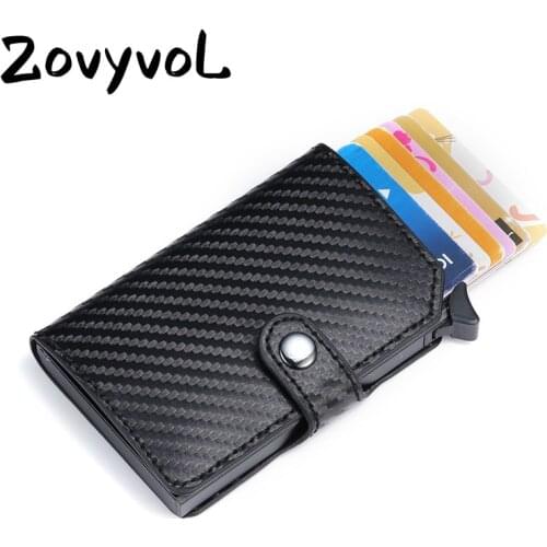 ZOVYVOL RFID Anti-theft Metal Aluminum Wallet Minimalist Bank Card Holder Mini Men and Women Black Business Credit Card Case