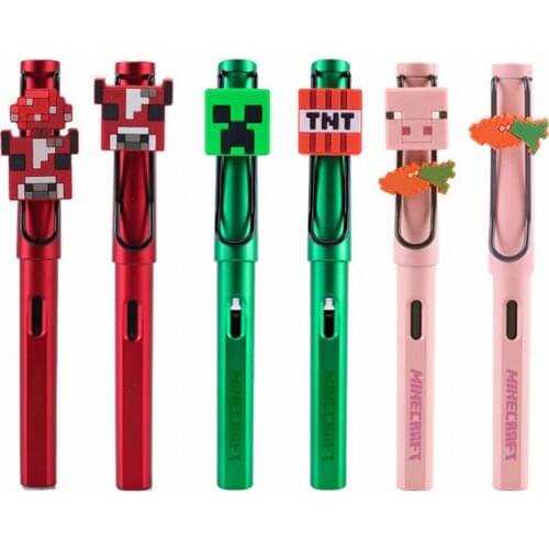 BOTLA Ink Pens for Writing Mooshroom Creeper Pig Stationery Fountain Pen Ink Set for Girls Boys School Signature 2 Fillers