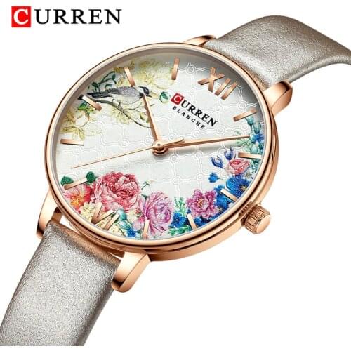 CURREN Elegant Women Watches Top Luxury Brand Quartz Lady Waterproof Wristwatch Fashion Leather Ladies Watch Gift for Wife 2021