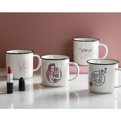 Home ceramics creative girl energy mug office breakfast drinking milk cup drinking afternoon tea cup