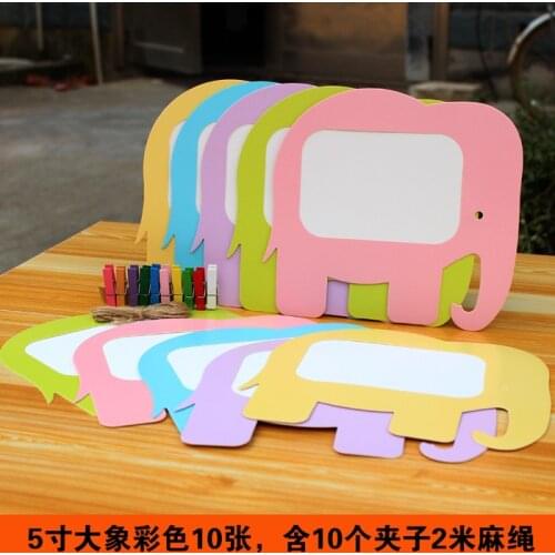 Personalized paper photo frame 5 inch elephant 5 color cardboard photo frame hanging photo wall twine clip