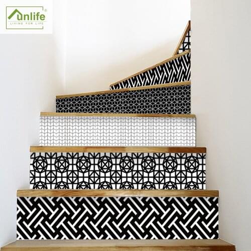 Funlife® Mosaic Geometric Stair Stickers Floor Stickers Removable Waterproof Easy to Clean for Stairway Kitchen Bathroom Decor