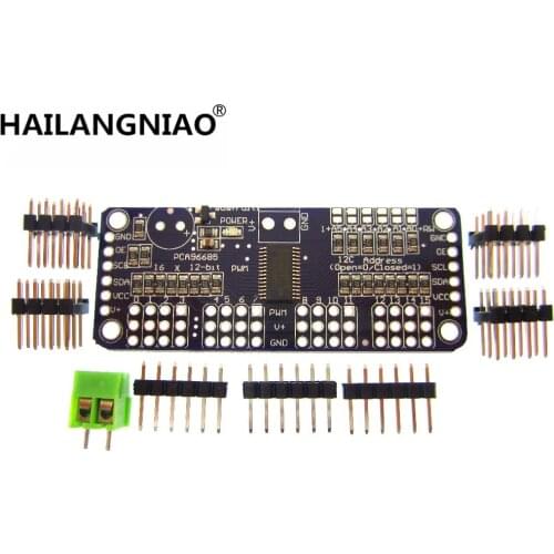 HOT 10pcs/lot 16 Channel 12-bit PWM/Servo Driver-I2C interface PCA9685 for or Raspberry pi shield module servo shield