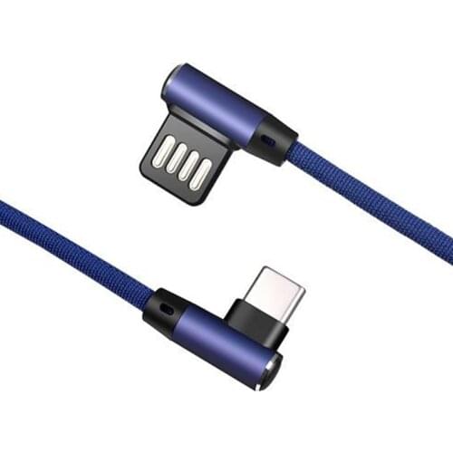 90 degree cable Reversible mobile phone Nylon Braided Fast Charging elbow cable Type C USB For Samsung huawei Data Sync