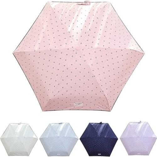 Mini Travel UV Umbrella Portable Lightweight Compact Pocket Umbrella with Bow Pattern Compact Parasol
