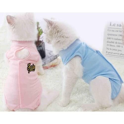 Cat Recovery Suit Pet Puppy Surgical Recovery Suit Cotton Breathable Kitten Cat Clothes for Abdominal Wounds or Skin Diseases