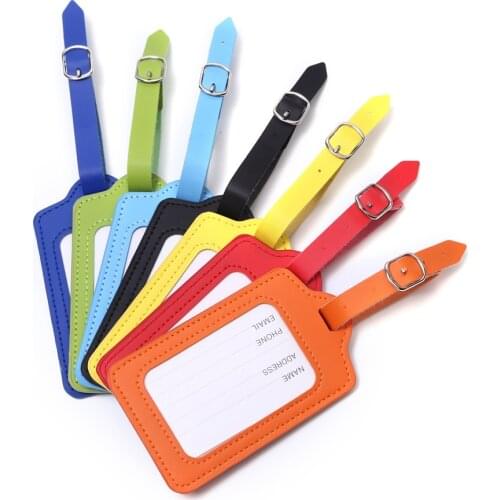 PU Leather Luggage Tag Travel Accessories Solid Color Suitcase Bag Accessories Name ID Address Wedding Invitation Label LT28A