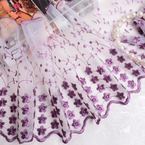 13yards/lot Tulle Lace Fabric Embroidered Polyester 24cm width Flower Net Yarn Embroidery Lace For DIY Sewing Dresses Curtains