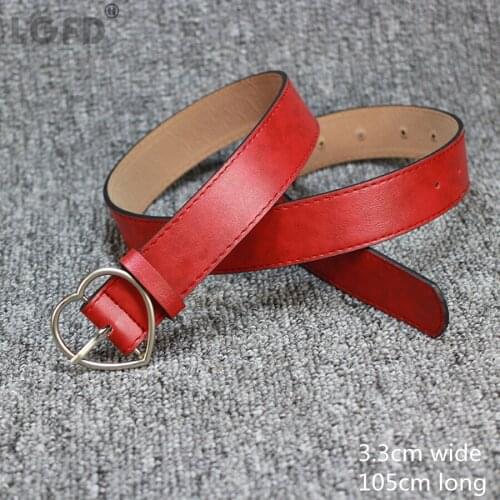 LGFD1225B New fashion 3.3cm wide women heart design all match clothes store dress PU leather belt