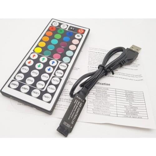 DC 5V USB LED RGB Controller Mini 3Keys Dimmer 24Key 44key IR Remoter 17Keys RF Wireless Remoter Control for USB RGB LED Strip