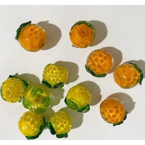 Min order 30pcs/lot 12mm color print cartoon orange shape glass Straight hole beads diy jewelry earring/bracelet accessory