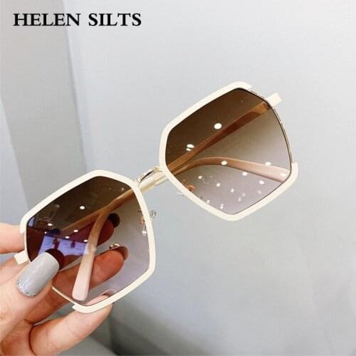 Fashion Polygon Sunglasses Women Vintage Big Frame Irregular Gradient Sun Glasses Female Plating Glasses Shades UV400 Oculos