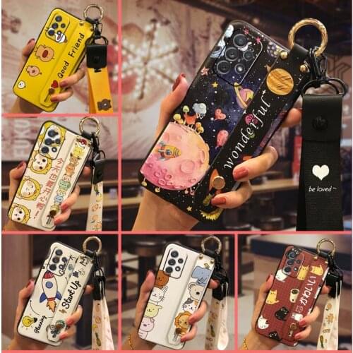 Cartoon Kickstand Phone Case For Samsung Galaxy A72 4G/SM-A726B For Woman Shockproof Wristband