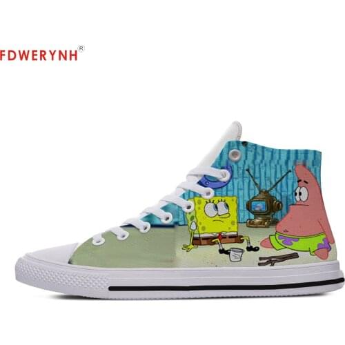 Mens Casual Shoes SpongBob SquarePants Patrick Star Squidward Tentacles 3D Printing Logo Man Breathable Mesh Shoes