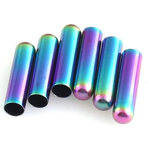 Rainbow End Tips Caps Leather Bullets Tube Clasps Ribbon Stopper Findings Shoelace Replacement for Aglets Hoodie Clothing 10 PCS