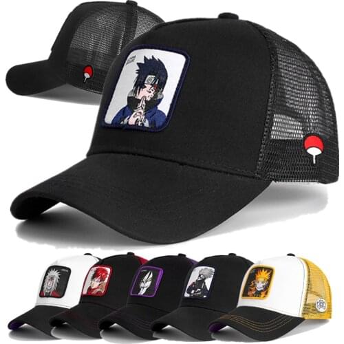 Newest Dragon Ball & Naruto Anime Brand Cap UCHIHA SASUKE Patch Trucker Hat Curved Brim Baseball Cap Gorras Casquette