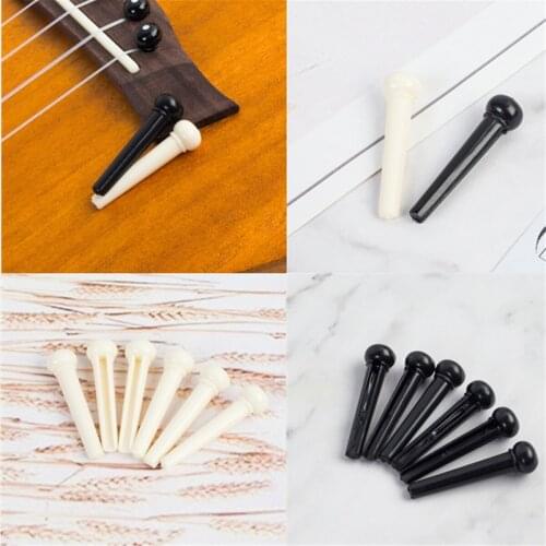 Plastic Ivory Guitar Bridge Pins for Acoustic Guitar String End Peg Pack of 6