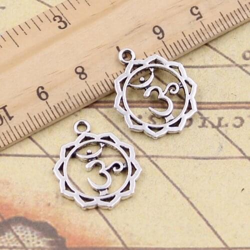 25pcs Charms Yoga Om Flower 23x19mm Tibetan Silver Pendants Antique Jewelry Making DIY Handmade Craft For Bracelet Necklace