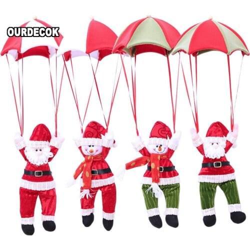 Christmas Home Ceiling Decorations Parachute 30cm Santa Claus Smowman New Year Hanging Pendant Christmas Decoration Supplies