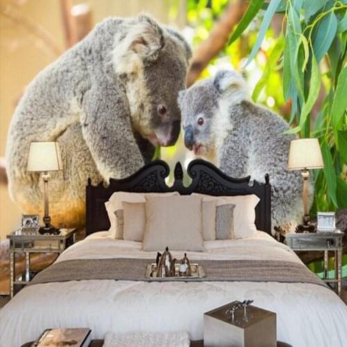 Drop Shipping Photo Wallpaper 3D Stereo HD Beautiful Tree Koala TV Backdrop Living Room Lobby Studio Wallpaper Custom Mural