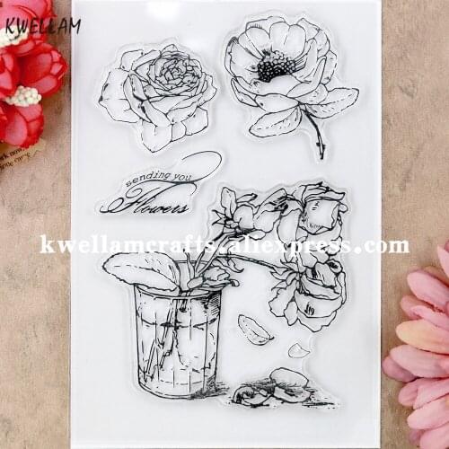 Rose Sending you Flowers Scrapbook DIY photo cards account rubber stamp clear stamp transparent stamp 11x16cm KW9041801