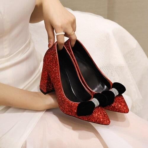 Zapatos De Mujer 2021 Platform High Heels Women Pumps Sexy Bling Pumps Party Dress Wedding Butterfly Shoes Plus Size 32-48 2104