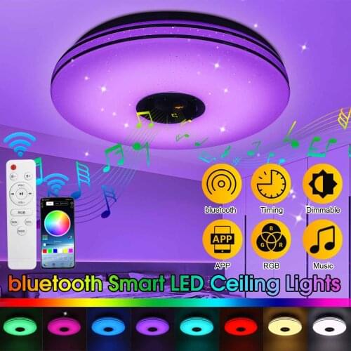200W/120W Music Led Ceiling Light Lamp RGB Flush Mount Round Music APP bluetooth Speaker Smart Ceiling Lamp With Remote Control