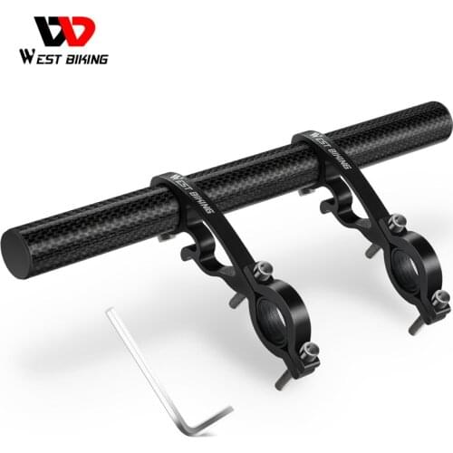WEST BIKING Bicycle 20-35cm Handlebar Extended Bracket Headlight Mount Bar Computer Clip Double MTB Road Bike Handlebar Extender