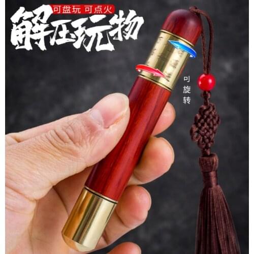 High quality CHIEF interesting Red sandalwood peg-top decompression kerosene gasoline Petroleum oil lighter men gift （No fuel