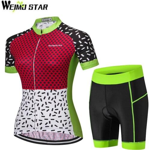 WEIMOSTAR Girls Cycling Jersey Set Short Sleeve Cycling Suit Pro Team Summer Bike Cycle Bicycle Sports Clothing For Women