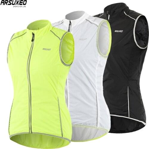ARSUXEO Womens Cycling Vest Outdoor Sportswear Sleeveless Jacket Windproof Bike Bicycle Jersey Running Hiking Reflective