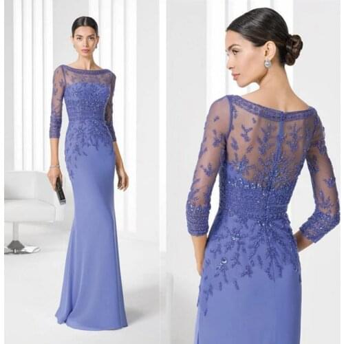 Robe Mere De La Mariee Lace Mother of The Bride Dresses Long Sleeve Appliques Groom Godmother Evening Dresses For Wedding