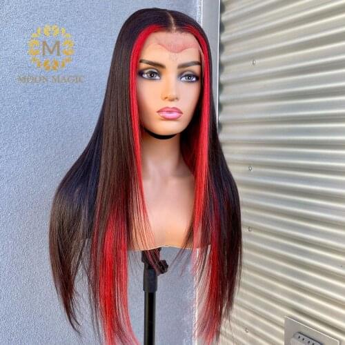13x6 Lace Front Wig Red Wig Highlight Wig Human Hair Bone Straight Human Hair Wig130 Wigs For Women Human Hair Pre Plucked 130