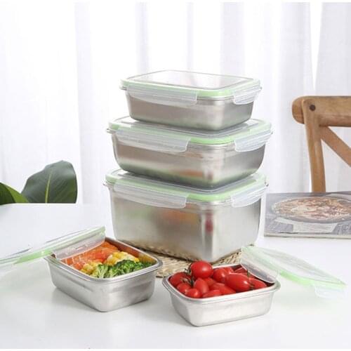 2pcs Stainless Steel Bento Container Portable Food Carrier Sealing Food Box