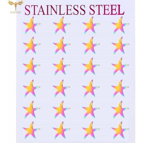 2021 Cute Girl Stud Earrings Color Starfish Earrings Fashion Stainless Steel Jewelry Wholesale 12 Pairs