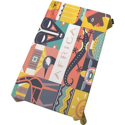 Africa Tables in Washable Polyester African Mascot Explore The World Kitchen Dining Indoor for Party, Holiday Dinner