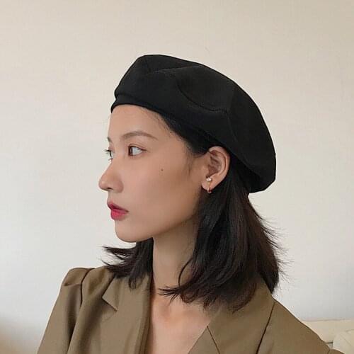 Beret Hat Women Felt Beret British Style Fashion Girls Beret Lady Solid Color Slouchy Шапка Женская Меховая Winter Hats Female