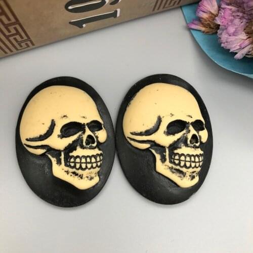 Free shipping!resin cameo,resin skull/harnpan Cameo.Resin Flatback Cabochon for Necklace Pendant.Jewelry.30*40mm,Halloween items