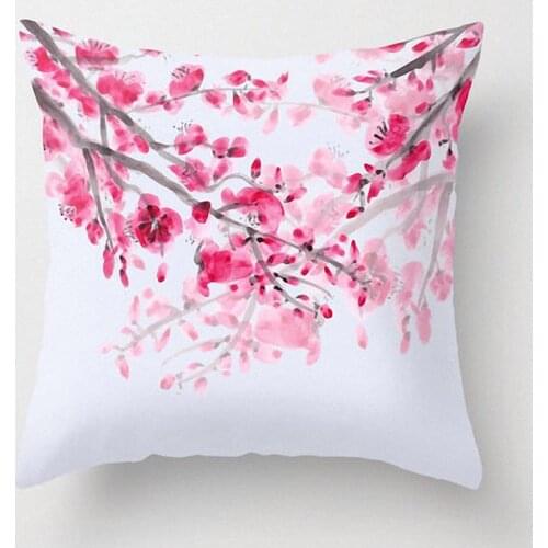 Green Plant Pillow Case Pink Flower Pillow Cover Cushion Cover Throw Pillows for Living Room Sofa Backrest Nap Pillowcase Home