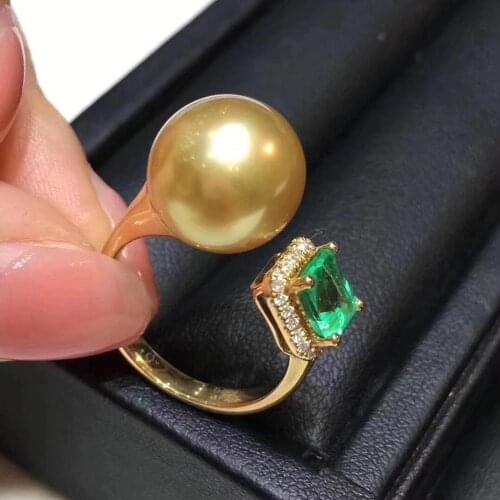 D516 Pearl Set Fine Jewelry 925 Sterling Silver Round 9-10mm Nature Fresh Water Gold Pearls Jewelry Sets for Women