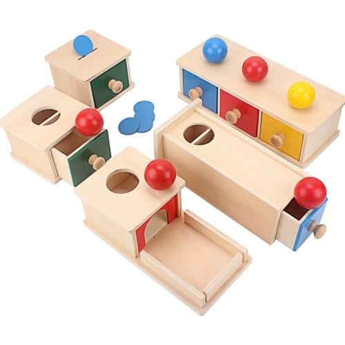 Montessori Wood Match Permanent Box Toddler Infant Draw Box 8-12 Month Toys for Baby Newborn Gift Hand & Feet Finders Small Size