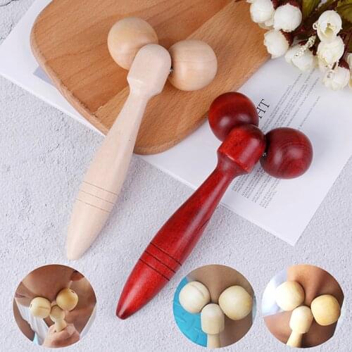 Wood Roller Spa Therapy Wooden Massager Stick Thin Face Leg Head Neck Body Face-lift Wheel Hand Massage Tools