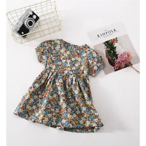 Thunderers New Summer Kids Dress For Girls Cotton French Vintage Floral Children Clothes Casual Beach Princess Dresses Elegant