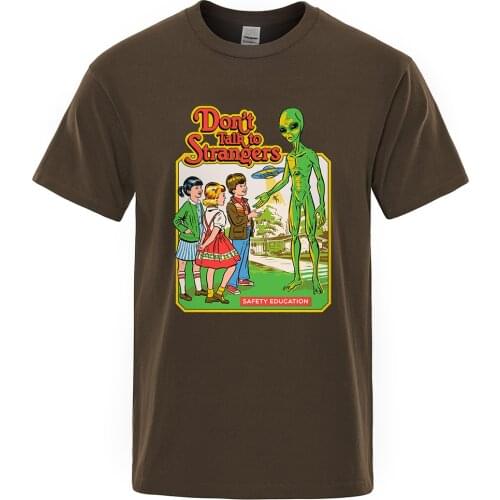 Don’t Talk to Strangers Comics Print Tops Casual Oversize T Shirt Brand Summer Casual T-Shirt Street O-Neck Loose Men T Shirts